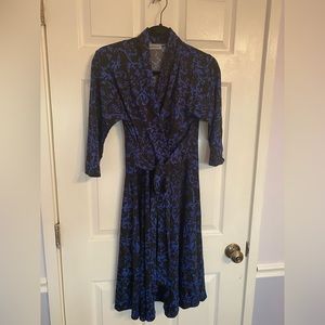 Karina ruby dress, 3/4 sleeve- black and blue, S/M